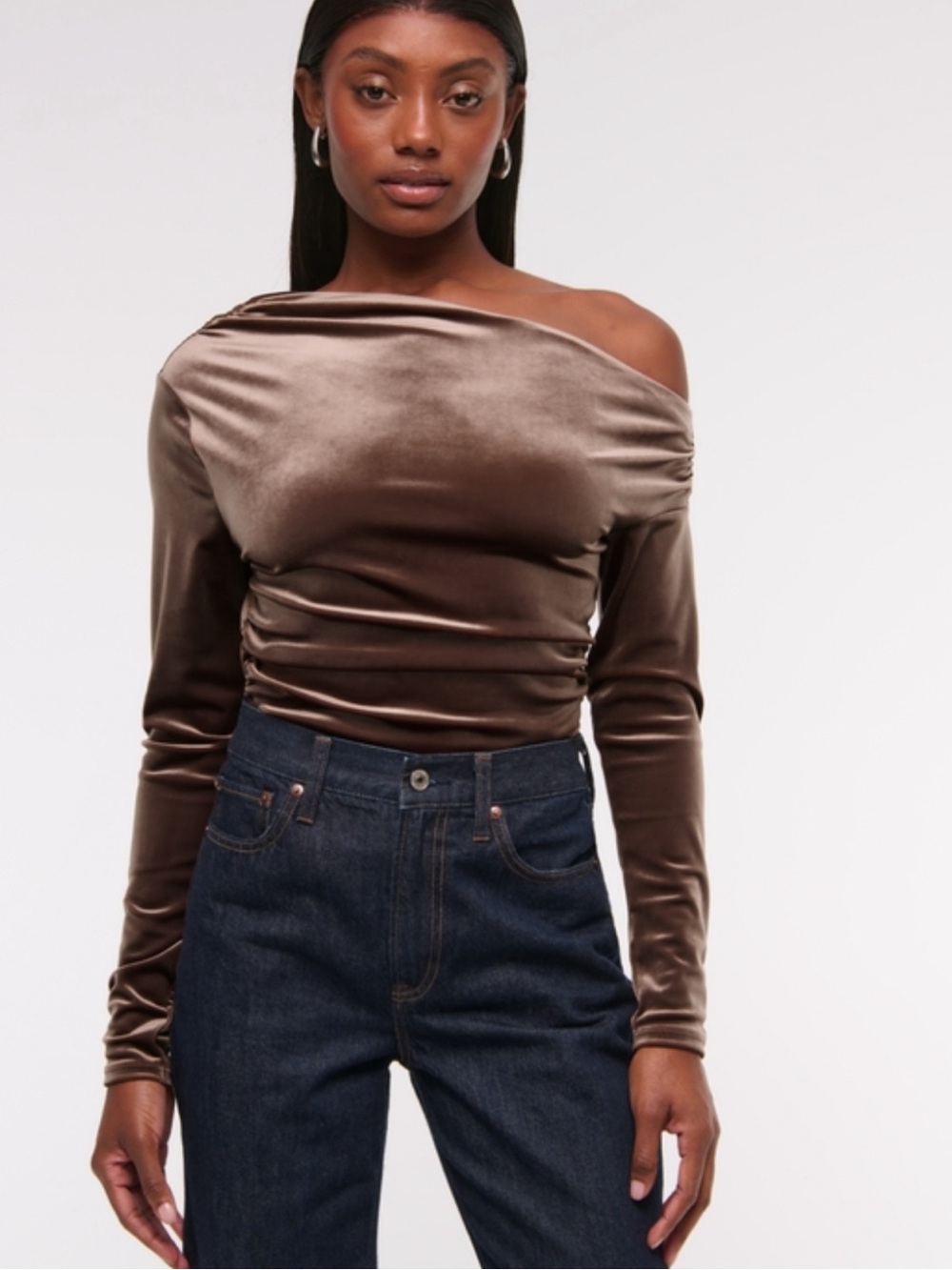 ABERCROMBIE & FITCH VELVET ASYMMETRICAL TOP